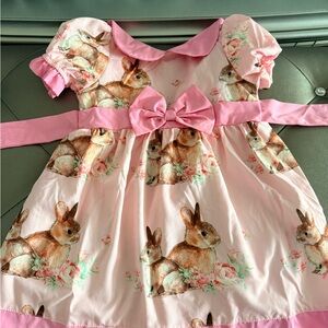 Pink girls spring/Easter Bunny Print Dress